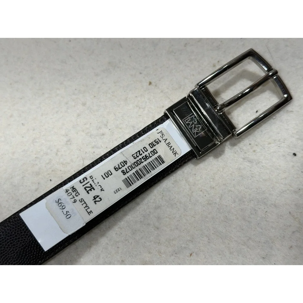Jos A Bank Reversible Leather Belt‎ Size 42 Black Brown Italy Textured
